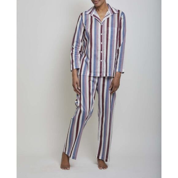 Pour Les Femmes Long Sleeve Pajama Set Captain Blue Multi Size Small - Picture 1 of 10